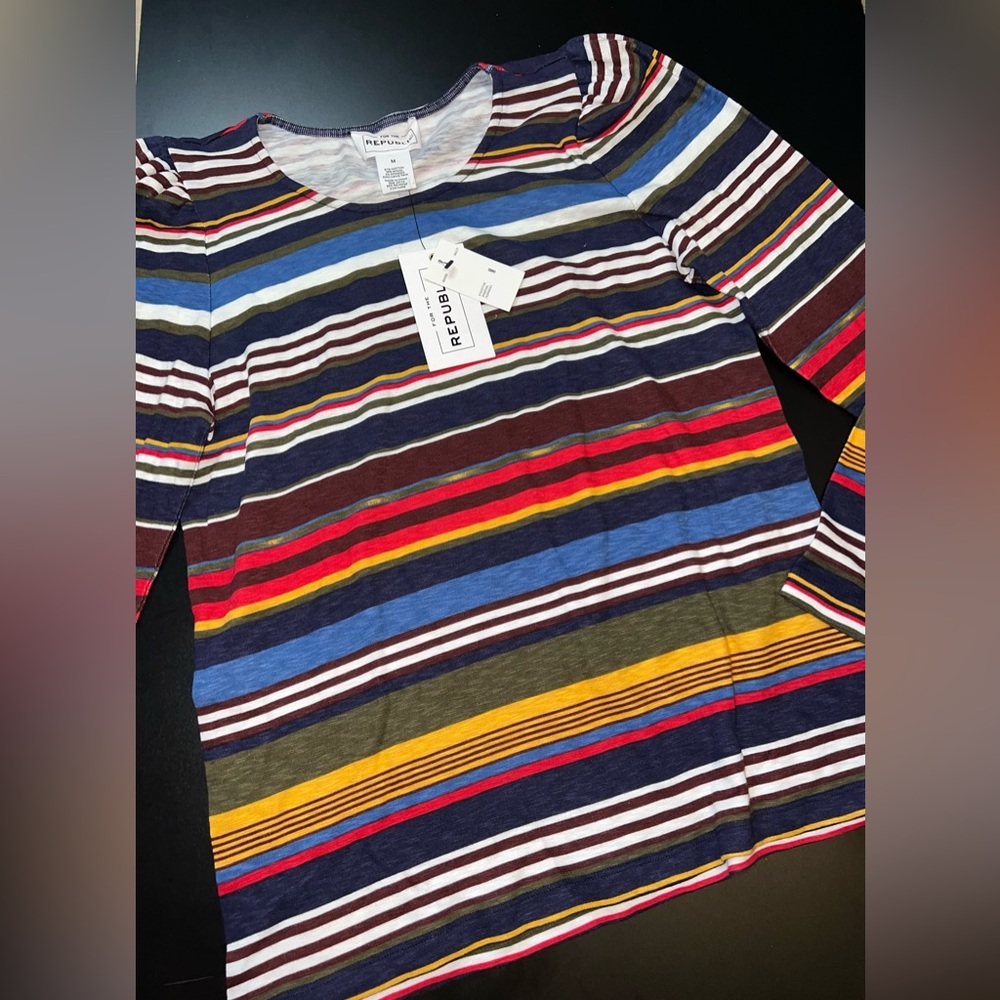 For the Republic Striped  Long Sleeve top Size Medium NWT